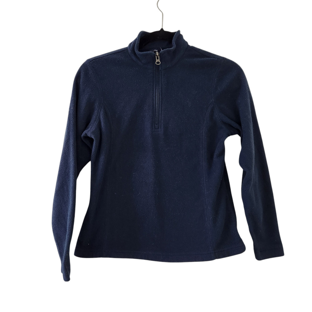 Lands' End Fleece Pullover Quarter Zip Girls Size 14 (Ages 12-13) Navy Blue